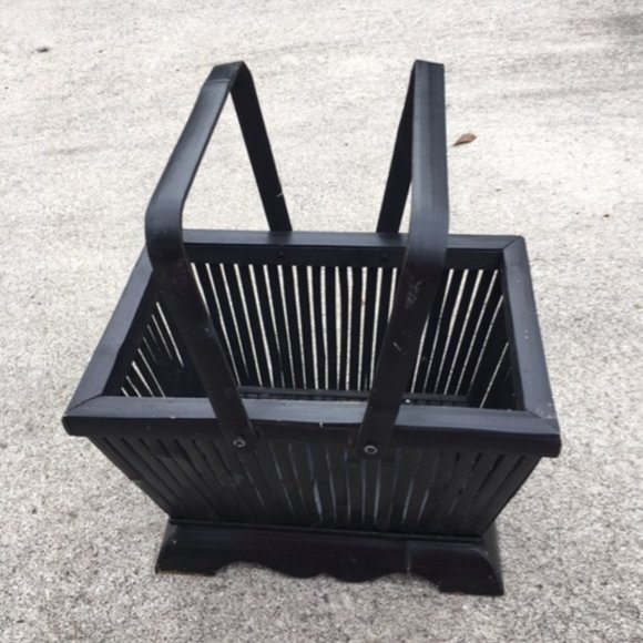 Black Bamboo Rattan Rustic Cane Basket 9x12 - Picture 1 of 13